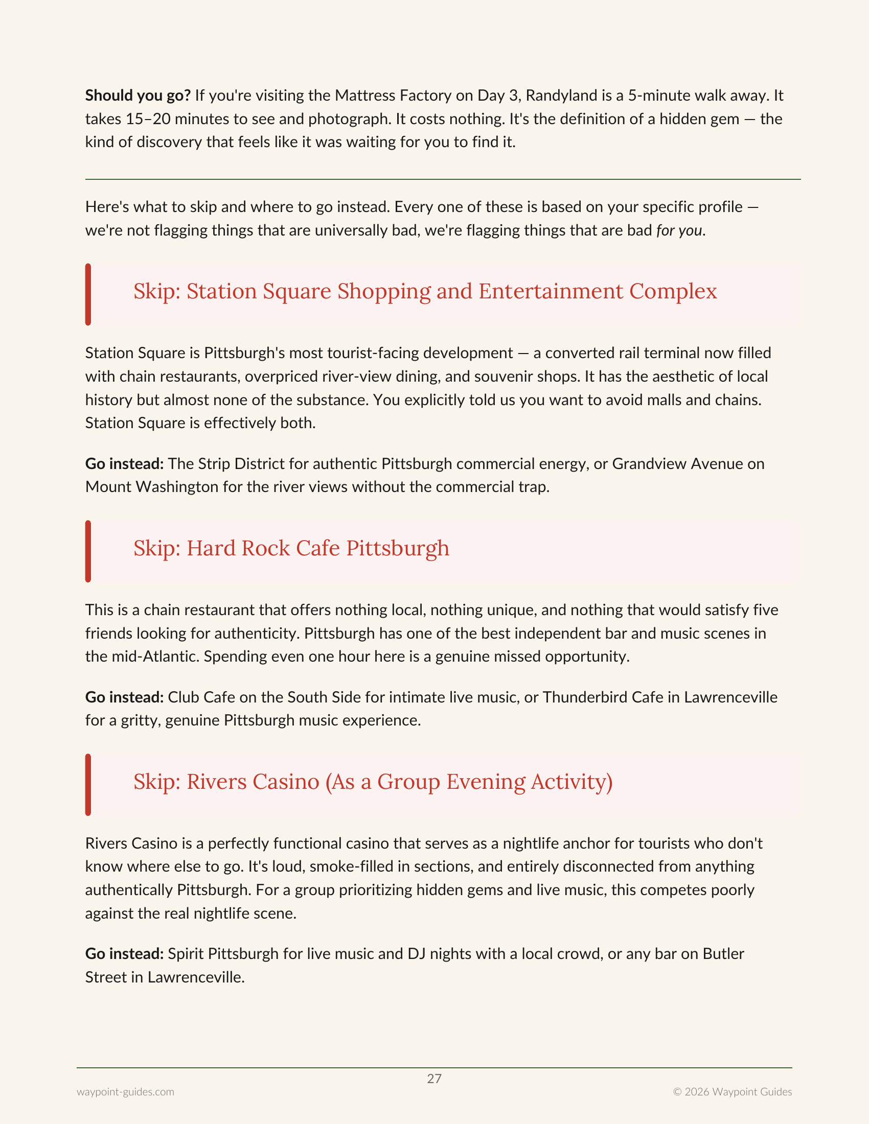 Pittsburgh Tourist Traps